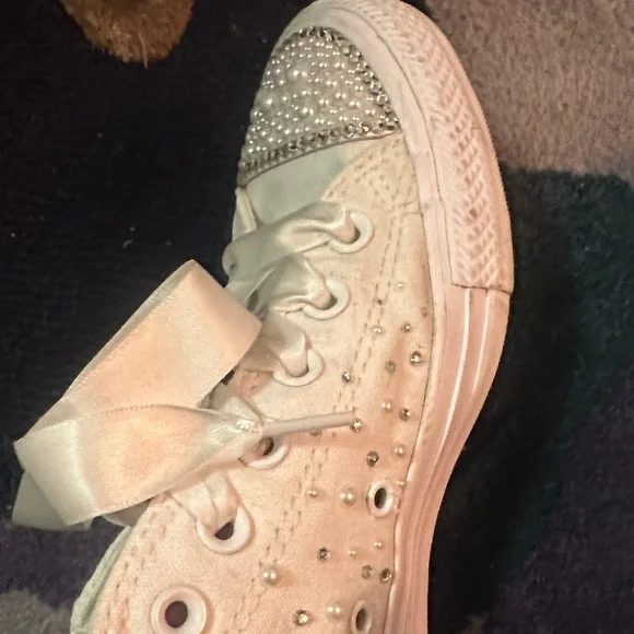 Converse White Satin Pearl Sneakers - Picture 2 of 3